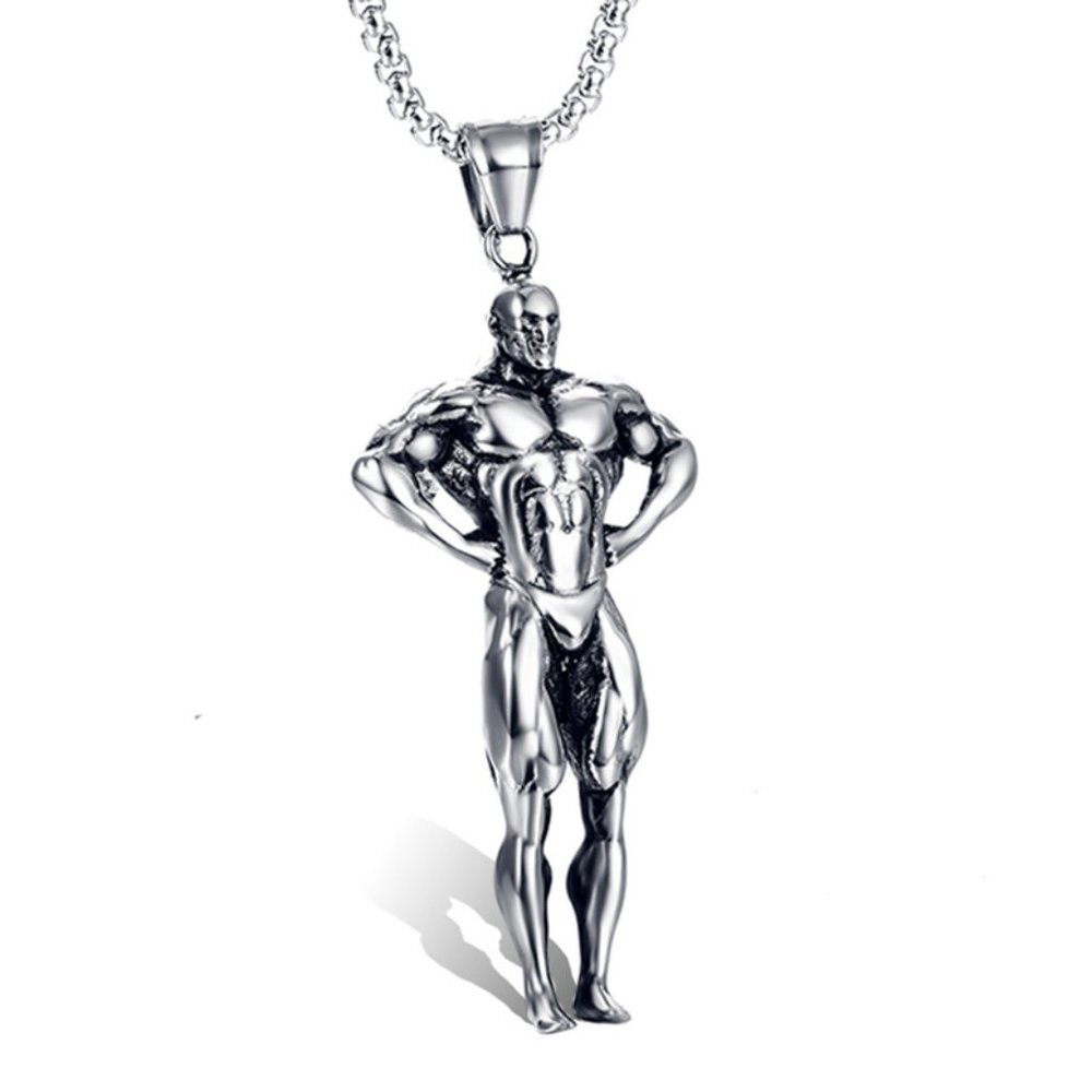 Retro Surgical Fitness Muscle Pendant Necklace For Women/Men, N90201p184 View 3